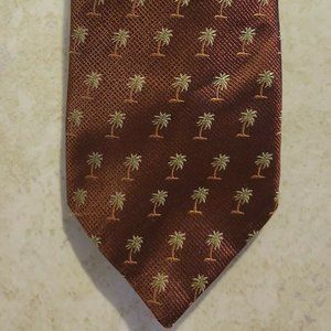TOMMY BAHAMA Handmade in Italy Silk Tie Men's Brown with Palm Trees Necktie NWT